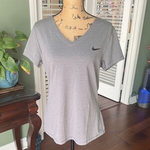 Nike Dri Fit Women's Heather Gray V-Neck